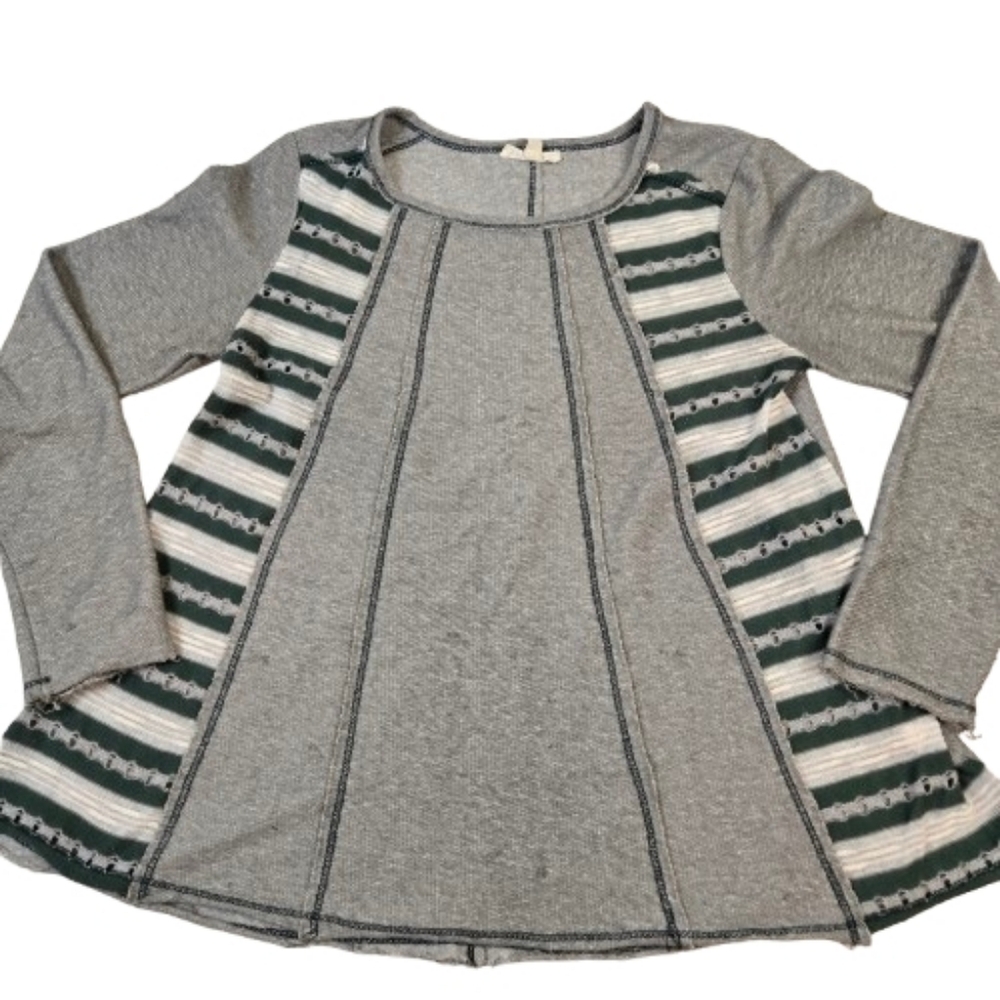 Hem & Thread Knit Swing Top XL Gray and Green - Picture 1 of 14